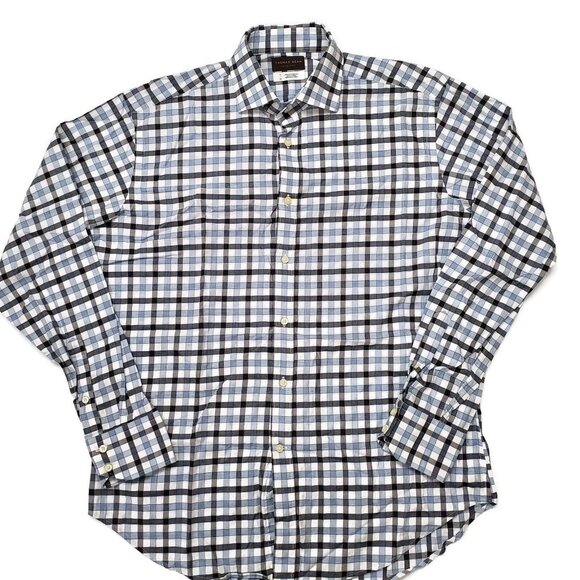Thomas Dean Mens Large L/S Button-Front Shirt - Picture 1 of 4